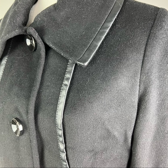 Kristen Blake womens wool blend black piping trench coat size 8 - Picture 4 of 8